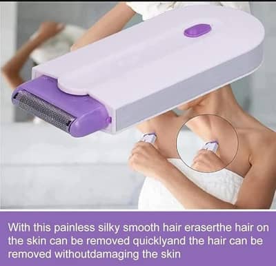 Rechargeable women's purple hair shaver with cordless design.