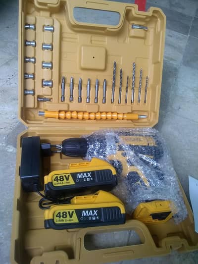 Brand New drill 2 batteries with tools & box
