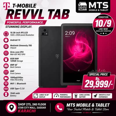 T-Mobile REVVL Tab 6GB 128GB 10/9 Condition Tablet Rs. 29,999