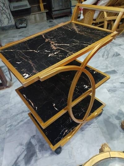 Modern Tea Trolley Stylish Curved Cart For Living Room, Kitchen