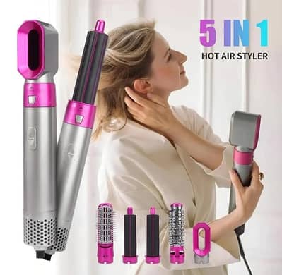 5 in 1 Hair styler pink silver Frizz Free