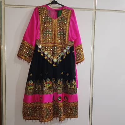 Stunning Afghan/Pashtun 3-Piece Dress - Heavy Mirror Work Frock.