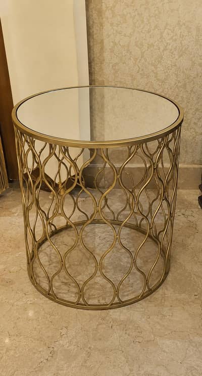 golden side console or coffee table