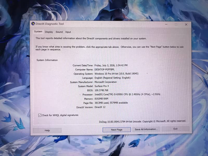 Microsoft surface pro 4 11