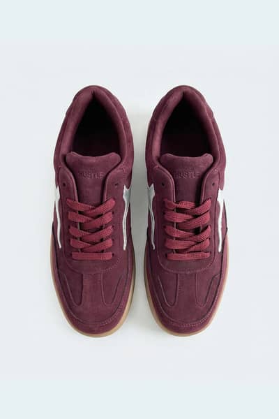 Burgundy Metallic Accent Trainers new