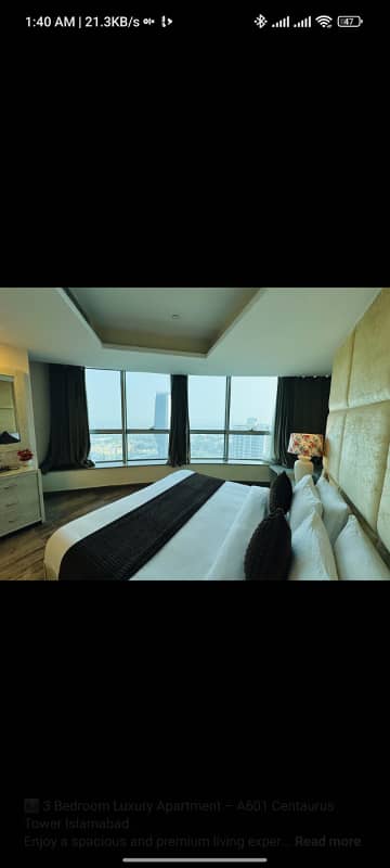 1BED LUXURY FURNISH APARTMENT AVAILABLE TONIGHT FOR RENT IN ISLAMABAD CENTURES MALL
