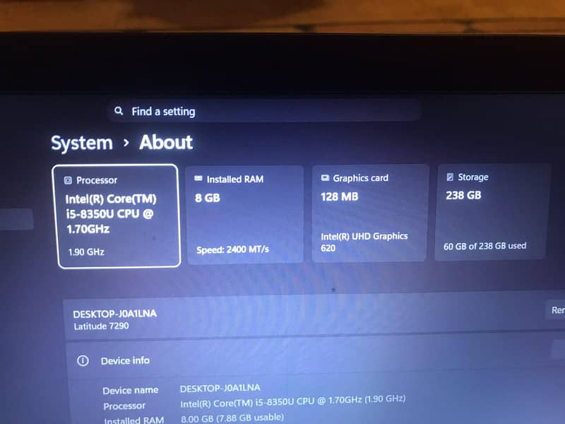 laptop dell i5 8150U 8th gen 7