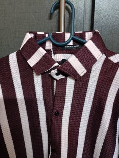 Men's Maroon Striped Shirt Brand New