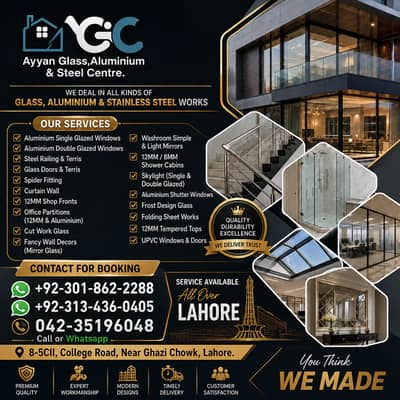 Glass, Aluminium & Stainless Steel Works | Windows, Doors & Shower Cab