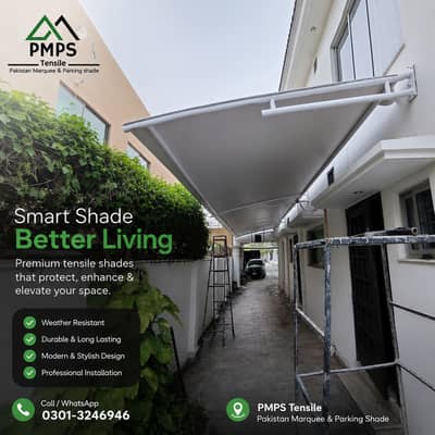 Tensile car parking shade - Car roof shade - Pvc canopy garage shade