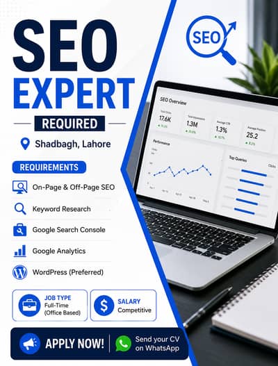 SEO Expert Required in Shadbagh Lahore | Full-Time Job