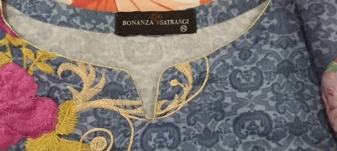 bonanza Satrangi embroidery shirt and dupatta