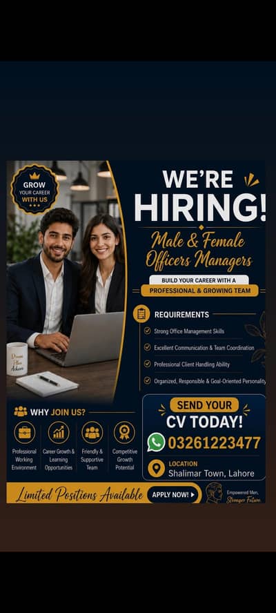 Shape Your future With a Rewarding Career. Now Hiring: Male/female