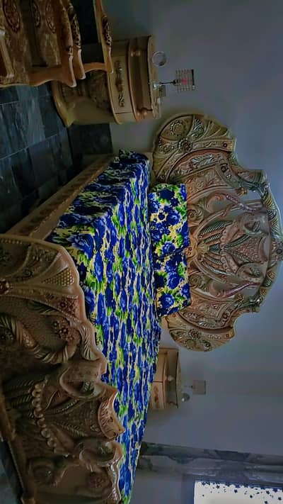 Bed , side tables , mirror ,  2chairs