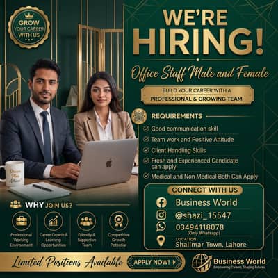 Shape Your future With a Rewarding Career. Now Hiring: Male/female