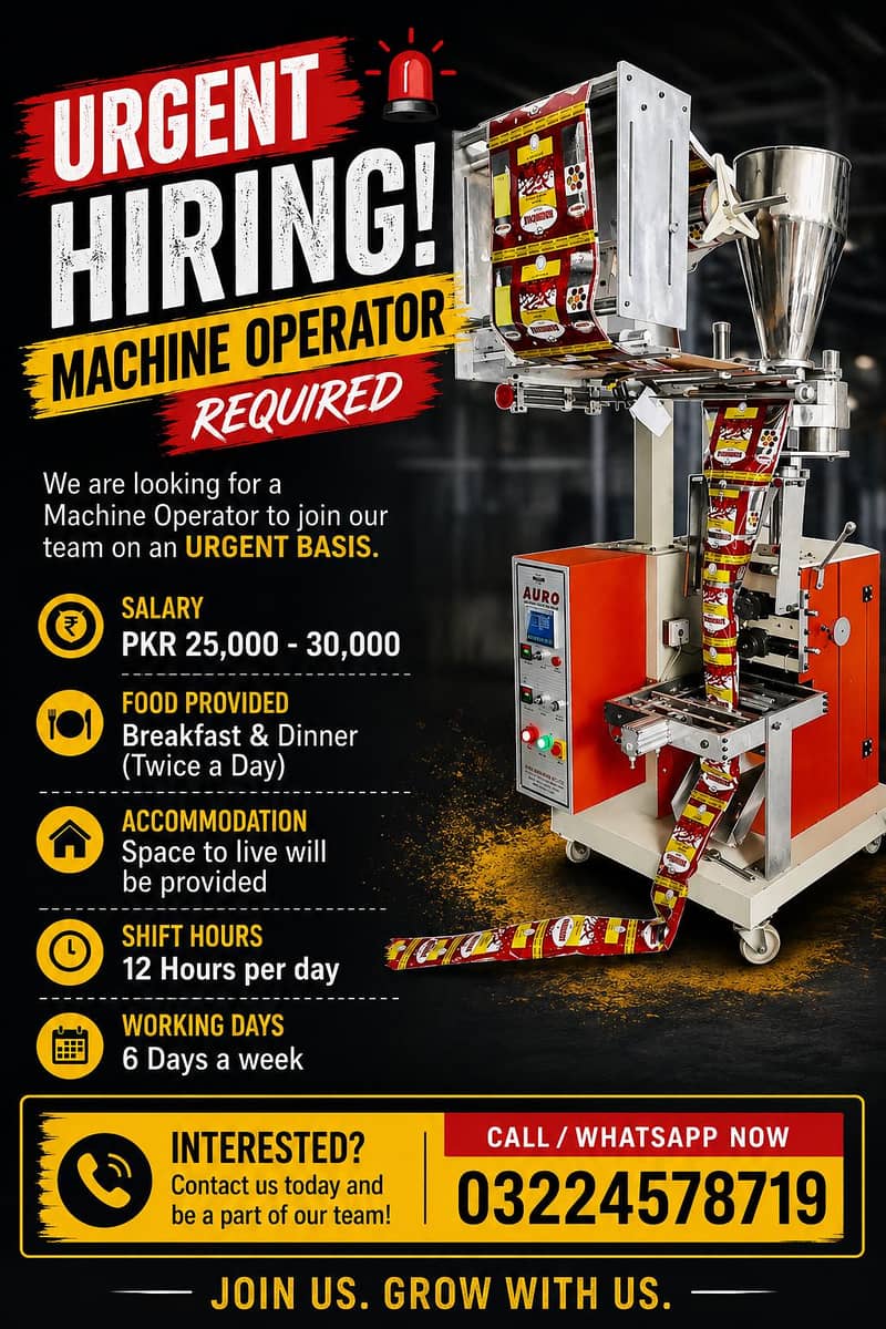 Machine Operator Required 0