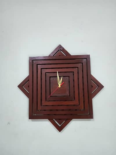 Wooden Geometric Wall Clock Handmade Star Design