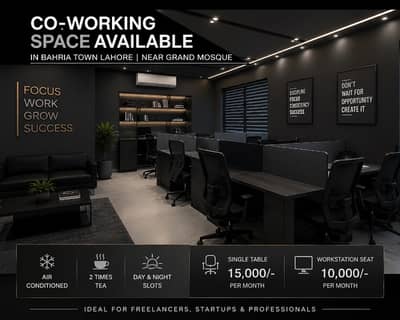 Premium 24/7 Co-Working Space Available Near Grand Mosque Bahria Town Lahore