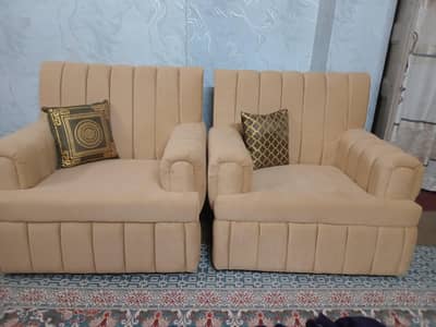 Premium 5-Seater Wooden Sofa Set (3+1+1) | Solid Tali Wood | Newly Red