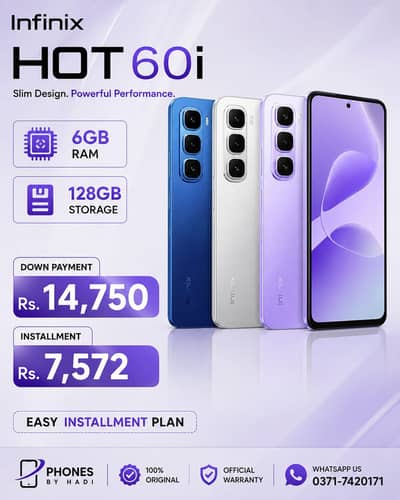 Infinix Hot 60i ( 6/128GB ) Available on Easy Installment
