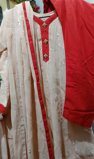 Used Chiffon Frock, Shalwar & Dupatta Set – Excellent Condition