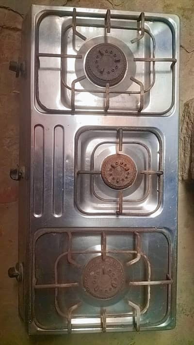 3 Burner Stainless Steel Gas Stove – Good Condition