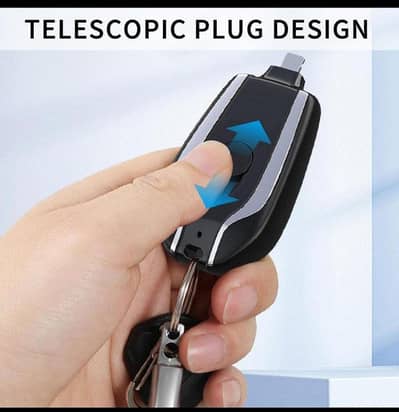 Black keychain Power Bank 1500MAh USB-C Compact