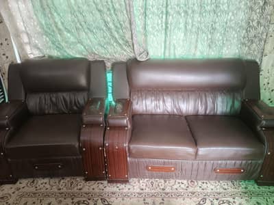 6 seater leather sofa set