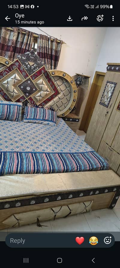 Wooden Queen Bed Set with 2 Side Tables for Sale