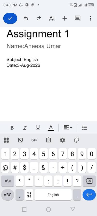 Assignment typing service- 150 PKR per page