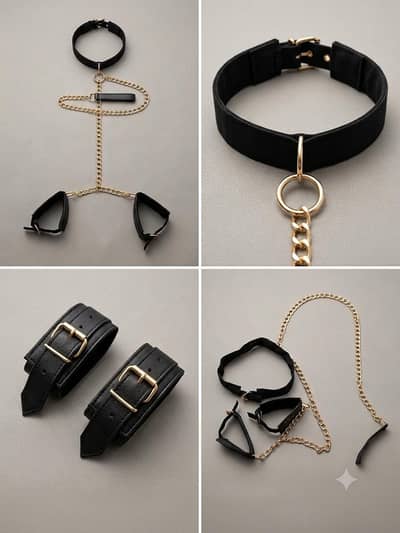 Charming Faux Leather Handcuffs and Necklace Set for women