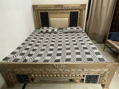 Luxury Iron Bed Set with 2 Chairs & Mattress – Urgent Sale