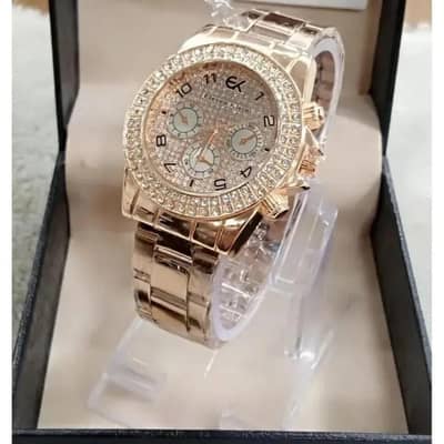 Women's Rose gold crystal watch with bracelet strap