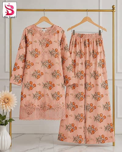 BinSaeed Prints Embroidery & Print 2PC  Premium stitched 2-piece suit