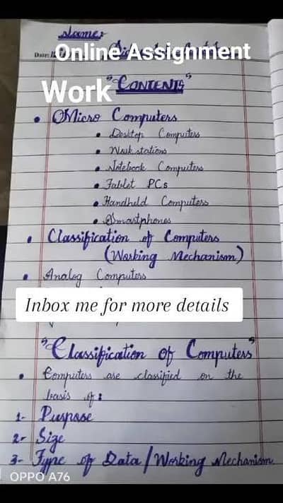 Hand Written Assignment Work Available For Male And Female