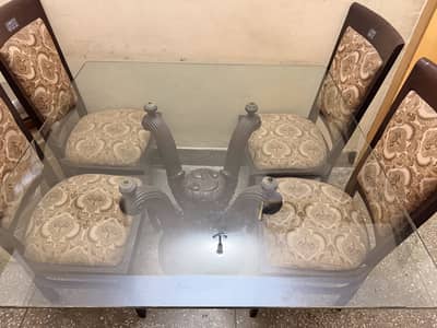 4-Seater Solid Wood Dining Table Set – Excellent Condition