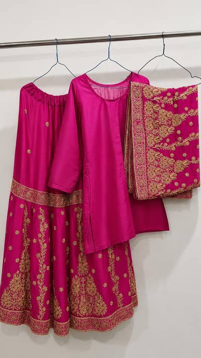 Pink Bridal Sharara / Heavy Embroidery | 3 Piece Wedding Dress