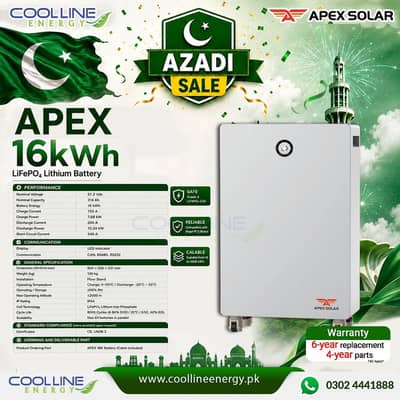 APEX Solar 16KW Lithium Ion Battery IP54 / 51.2V 314Ah