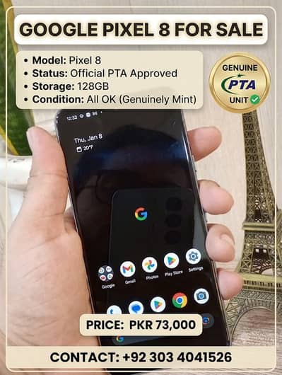Google Pixel 8 (128GB) – Official PTA Approved (Mint Condition)