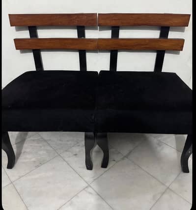 Chairs- Black Velvet with Wooden Back - Good Condition"