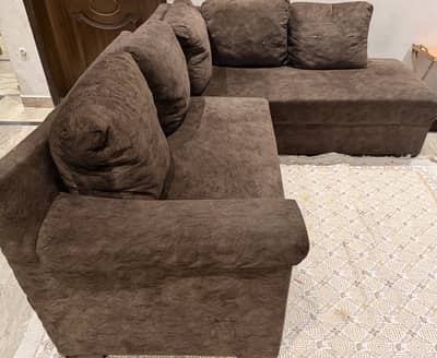 L Shape Sofa Set – Dark Brown