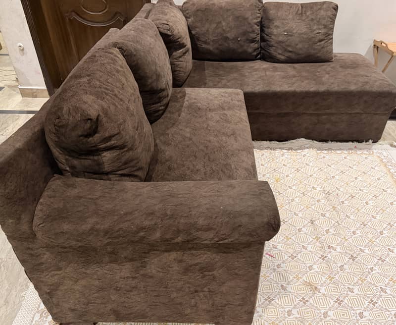 L Shape Sofa Set – Dark Brown 0