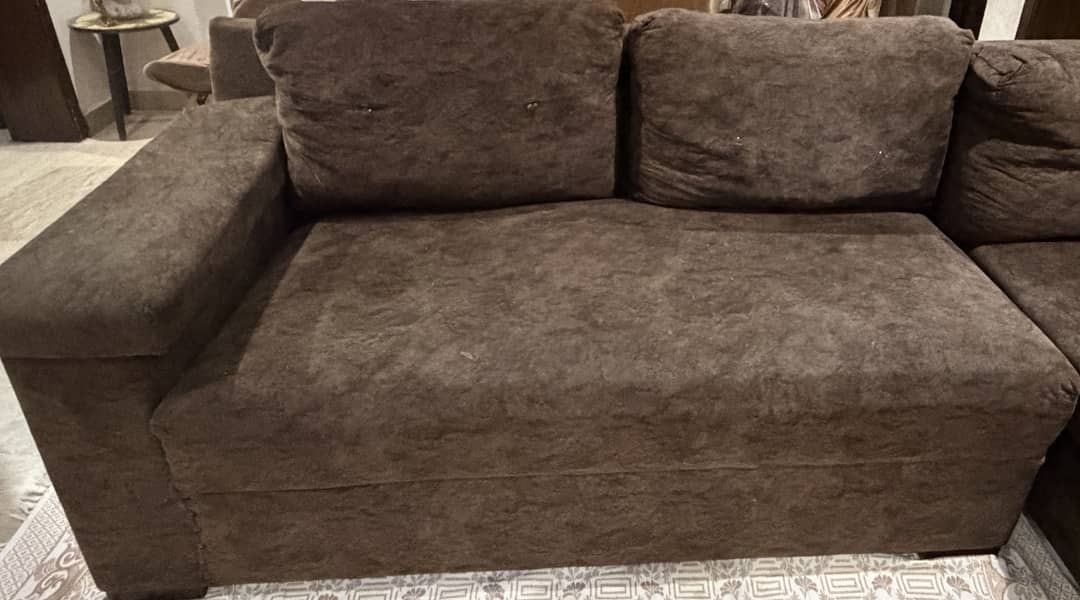 L Shape Sofa Set – Dark Brown 1