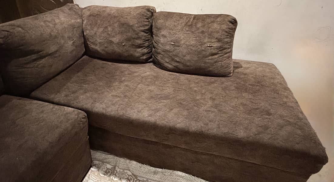 L Shape Sofa Set – Dark Brown 2