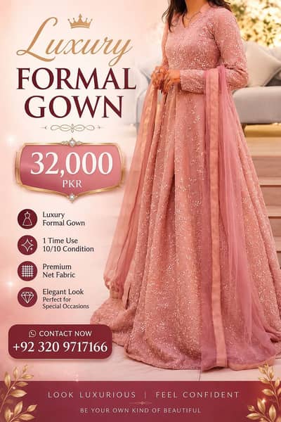 Luxury Formal Gown | Fully Fitted |In baby pink and purple colour
