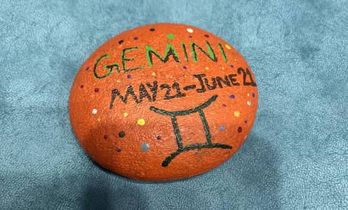 Hand painted stone Gemini star