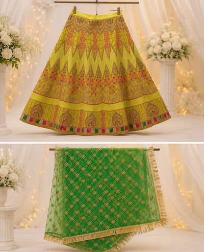 Mehndi lehnga and dupatta for sale