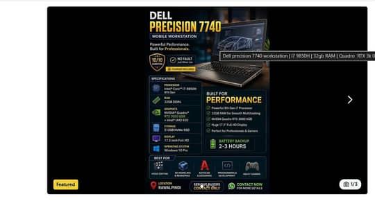 Dell precision 7740 workstation | i7 9850H | 32gb RAM | Quadro  RTX 3k