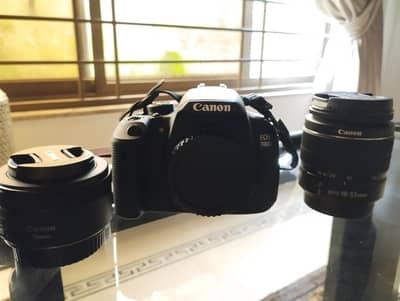 CANON 700-D with 18-55mm & 50mm lens, camera bag, SD card