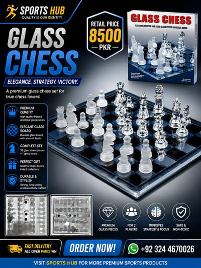 Glass Chess Set Premium Quality | Luxury Crystal Chess Board | Sports